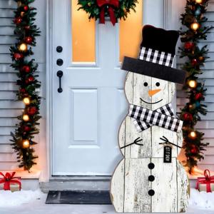 Vercraft 35 Inch Winter Snowman Porch Sign Rustic Outdoor Standing Snowman Porch Decor Wooden Winter Welcome Sign for Christmasholiday Farmhouse Outdoor Indoor Yard Decor Party Favor Gifts