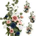 Ling's moment 17.5" Tall Standing Artificial Flowers Arrangements 4 pcs Wedding Aisle Runner Chair Decorations Dusty Rose Navy Centerpieces for Ceremony Reception Rose Floral Party Outdoor