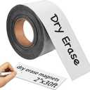 Magnetic Dry Erase Label Roll - 2" Wide x 30ft Long Jumbo Size, Reusable Whiteboard Magnetic Tape, Self-Cut Strips for Toolbox, Cabinet, Whiteboard, Classroom, Garage & Warehouse Organization