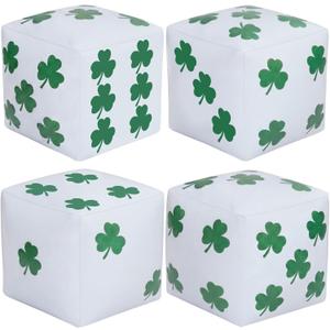 Realspring 4 Pcs St. Patrick's Day Jumbo Inflatable Dice 12 Inch Big Large Shamrock Dice Giant Blow up Cube Decorations with Clover Decor for Irish Game Pool Beach Party Ludo Board Game Night Party