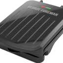 George Foreman Compact 2-Serving Electric Indoor Grill and Panini Press for 12 People, Classic Plates, Black