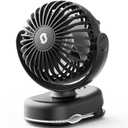 SWEETFULL Stroller Fan with Clip - Portable Mini Clip on Fan, 3 Speeds, 11Hrs Cooling, Cute Small Personal Desk Cooler for Baby Essentials, Bike Accessories, Car Seat, Umbrella, Carrier - Black