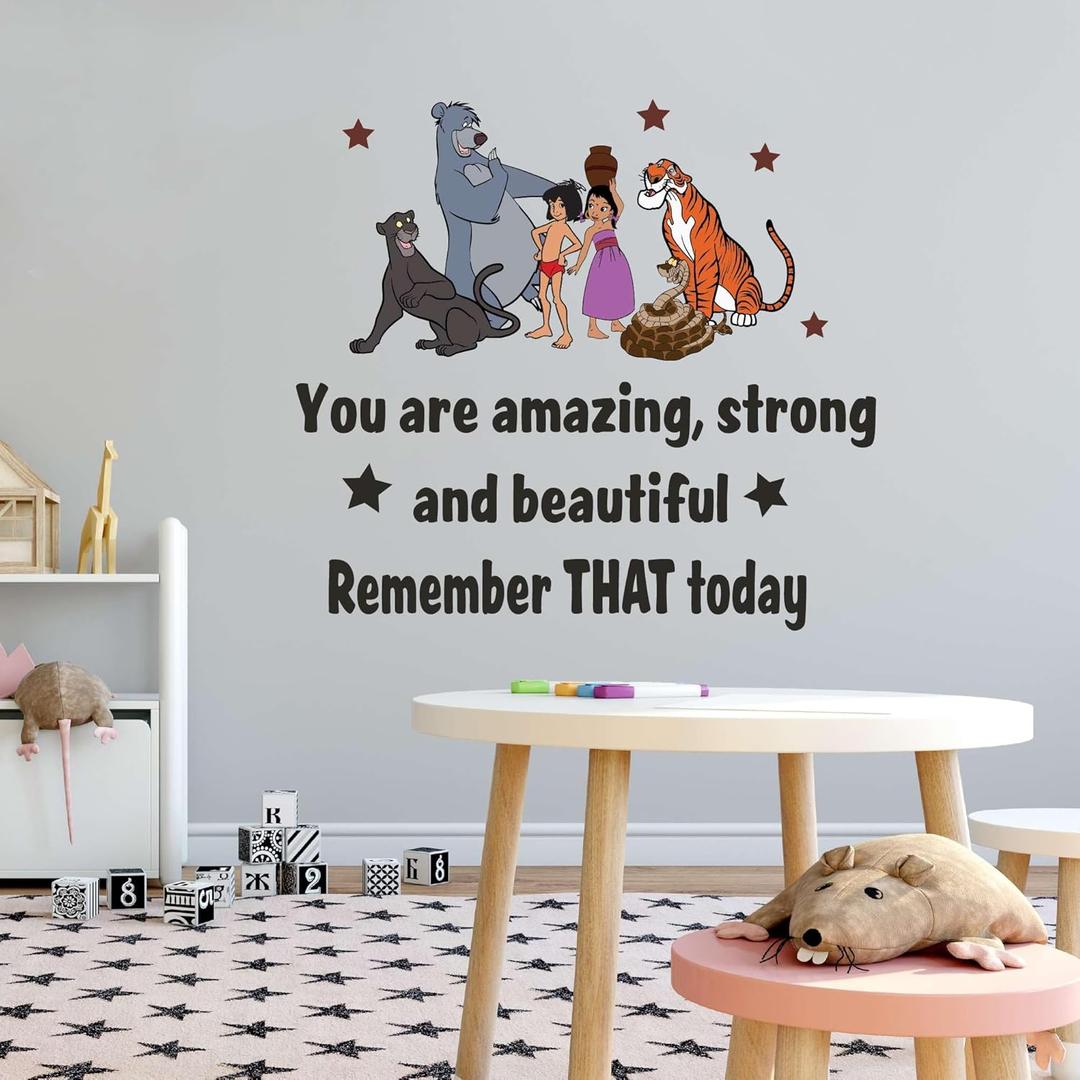 Children Amazing Strong and Beautiful Adventurous Quote Wall Decal Decoration Remember That Today Book Cartoon Characters Colorful Dcor Lasts Years and Easily Removable - Size: 30 in(W) x 27 in(H)