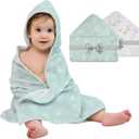Mooreeke 2 Pack Toddler Towels - 100% Cotton Toddler Hooded Towels - Soft Baby Bath Towel with Hood for Newborn - Comfort Towel for Baby Girls and Boys - Animal Shaped (Flower & Star)