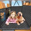 URPOWER Back Seat Extender for Dogs - Hard Bottom Dog Car Seat Cover Holds 400 lbs, Waterproof Dog Hammock for Cars, SUVs & Small Trucks, Pet Backseat Protector with Mesh Window & Large Space (L - Car / Mid-Size SUV / Mid-Size Truck, Black)