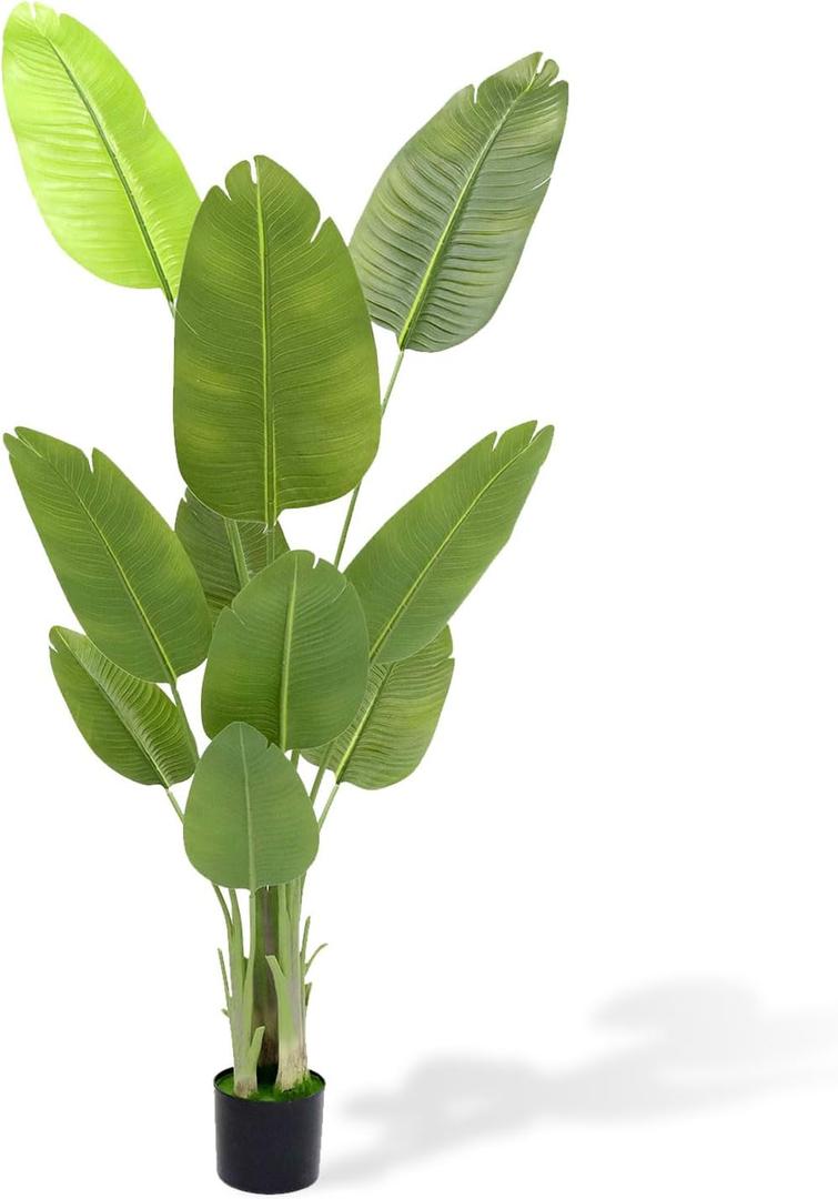 AXHJ Bird of Paradise Artificial Plant, Fake Plants Faux Tropical Palm Tree for Home Office Decor, 6 Feet Faux Floor Plant Fake Silk Banana Leaf Tropical Trees for Home Office Indoor Outdoor (6 FT)