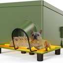 Heated Outdoor Cat House Weatherproof - 26" Outside Winter Waterproof Insulated Feral Warm Shelters - Timing & Temp Adjustable - Covered Weatherproof Elevated Cathouse - Large Animal Hut Home for Dog