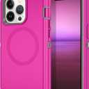 I-HONVA for iPhone 14 Pro Case [Compatible with MagSafe] Shockproof 3-Layer Full Body Protection Rugged Heavy Duty Cover Case for Apple iPhone 14 Pro 6.1",Rose Red/Grey