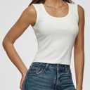 Women Wide Strap Ribbed Cropped Tank Tops 2026 Summer Trendy Crop Top Tight Fit Basic Sleeveless Camisole (White, M)