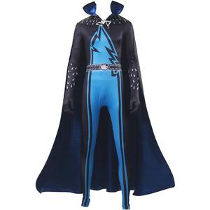 CluchiEgg Mens Costume Outfit Black Cape Jumpsuit, L