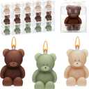 50 Pcs Bear Baby Shower Candle Favors for Guest Bear Party Favors Baby Shower Candles Bulk for Gifts Party Decorations (Light Brown,Dark Brown,Green)