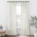 XTMYI 86 Inch Linen Curtains,2 Panels Set Semi Sheer Boho Back Tab Pleated Rod Pocket Curtain Drapes for Living Room Bedroom,Cream Ivory,40x86 in Long (Birch)
