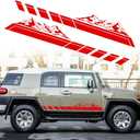 RUIANTE 2pcs Mountains Forest Graphic Stickers Car Body Door Side Decals Auto Long Stripes Vinyl Decal Racing Accessories for Car Pickup Truck SUV Camper Trailer Universal (Red)