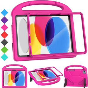 SUPLIK Kids Case for iPad A16 11 inch 2025 (11th Gen) & iPad 10th Generation (10.9" 2022), Durable Shockproof Stand Cover with Screen Protector/Pencil Holder/Handle for Kids, Pink