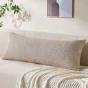 Allorry Decorative Lumbar Pillow Cover 14x36 Beige Striped Wool Long Body Pillow Neutral Textured Boho Lumbar Throw Pillow Cushion Covers for Modern Farmhouse Sofa Bed Living Room Decor SY011-A14