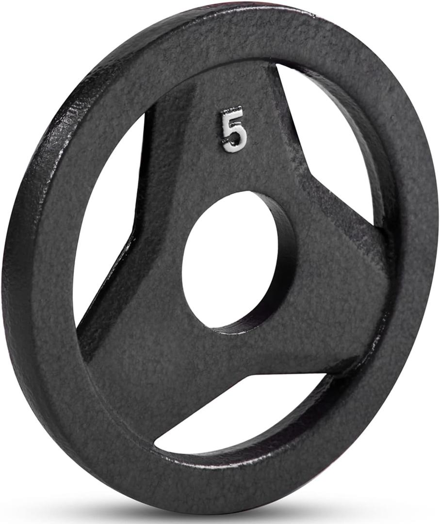 JFIT Olympic 2 Inch Grip Plates and Bumper Plates for Barbell - Single Weights or Sets of 2, 5Lb