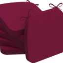 AAAAAcessories D-Shaped Chair Cushions, 2" Thick Dining Chair Pads with Ties and Removable, Machine-Washable Cover, 17" x 16", Set of 6, Wine Red