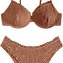 SweatyRocks Women's Bikini Sets for Women Textured Push Up Bathing Suits 2 Piece Swimsuit S