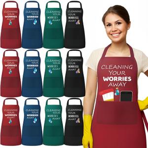 12 Pcs Housekeeping Appreciation Gifts Cleaning Apron for Housekeeping Week Cleaning Apron Bulk with Pocket Housekeeper Team Uniform Accessory for Hotel Service Staff Coworker Hospital Thank You Gift