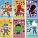 24 Sheets Cute Superhero Stickers for Kids Make Your Own Movie Sticker Make a Face Stickers for Teens Girls Boys, Classroom Rewards Movies Themed Art Craft Party Supplies (Superhero)