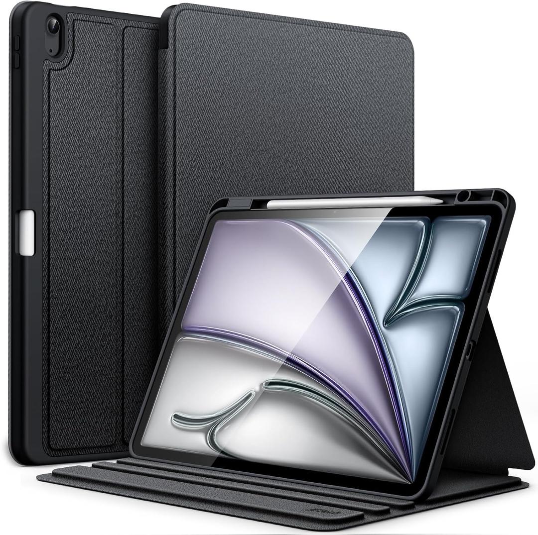 JETech Case for iPad Air 13-Inch M4/M3/M2 (2026/2025/2024) with Pencil Holder, Slim Folio Stand Protective Tablet Cover, Multi-Angle Viewing, Auto Wake/Sleep (Black)