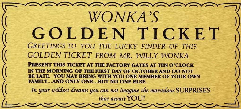 Funny Tin Sign Golden Ticket Gold Man Cave Garage Home Sports Bar Pub Decor 12x6 In