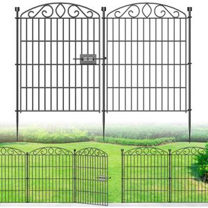Garden Fence 12 Panel with Gate - 30in H x 22.72 ft L, No Dig Rustproof Metal Tall Animal Barrier for Dogs Rabbits, Decorative Outdoor Border for Yard, Patio, and Flower Beds