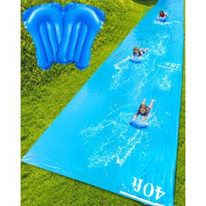 Spring Water Slip and Water Slide for Kids Adults, Extra Long Giant Slip n Water Slide for Backyard, 40ft Water Slides with 2 Inflatable Bodyboards, Summer Outdoor Water Toys Play