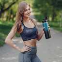 Fijinhom 24 oz Insulated Water Bottle with Handle, 304 Stainless Steel Water Bottles with Wide Mouth, Double Wall Vacuum Sports Water Bottle, BPA Free, Keep Cold and Hot, Blue&Black