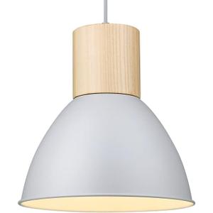 ELYONA Modern Pendant Light Fixtures, Wood Metal Hanging Lamp, Adjustable Height, 11.6" Nordic Island Pendant Lighting for Kitchen Sink, Bar, Office, Dining Room,Living Room, Bedroom, Soft Grey