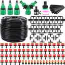 Garden Automatic Irrigation System 164FT 200 Pack Drip Irrigation Kit 1/4" Blank Distribution Tubing Watering Drip Kit Automatic Irrigation Equipment for Garden,Patio,Greenhouse, Flower Bed,Lawn