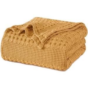 PHF 100% Cotton Waffle Weave Blanket King Size, Soft Lightweight Breathable Cozy Summer Blankets for Bed, Luxury Aesthetic Woven Bedding for Home Decor, 108" x 90"