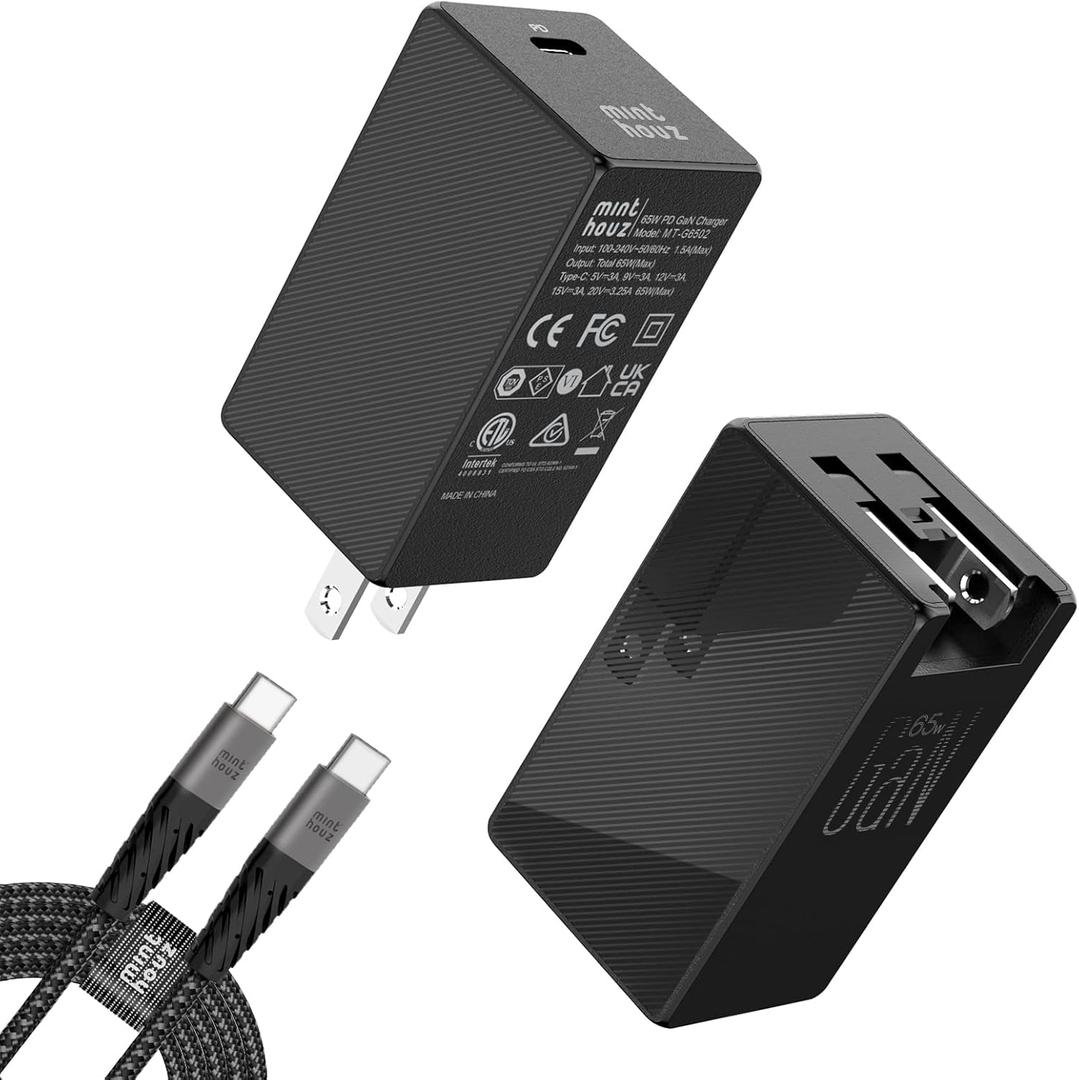 Minthouz USB C Plug, 65W GaN II Fast Charger Plug, Wall Charger for iPhone 14 Pro Max/13, Type C Power Adapter Compatible with MacBook/iPad/Galaxy/Dell XPS/Pixel/Switch/AirPods etc.
