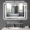 DUMOS 24.1"x36.1" LED Bathroom Mirror, Smart Anti-Fog Bathroom Vanity Mirror with Front Light & Backlit, 3 Color Temperatures, Dimmable, Memory Function