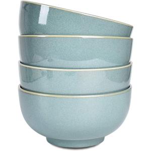 Bosmarlin Ceramic Soup Bowl Set of 4, 24 Oz, Cereal Bowl for Oatmeal, Dishwasher and Microwave Safe (5.75 Inches, Sage Green)