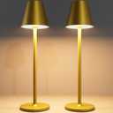 Timjorman 2-Pack Cordless Table Lamps - 5000mAh Rechargeable Battery Operated Desk Lamp, 3-Level Dimmable LED Night Light for Bedroom, Dining, Restaurant - Metal Design (Bronze 2PACK)