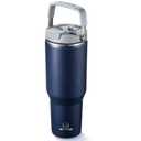 Gpeng 40 oz Tumbler with Handle, Water Bottles with Straw Lid, Insulated Stainless Steel Travel Mug Cup Holder Friendly, Keep Drinks Cold or Hot for 48+ Hours