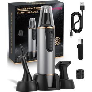 AREYZIN Nose Hair Trimmer for Men 2024 Professional Painless Rechargeable Nose Trimmer for Men and Women, Eyebrow Facial Hair Trimmer, Powerful Motor, IPX7 Waterproof, Dual Edge Blades (Multicolor)