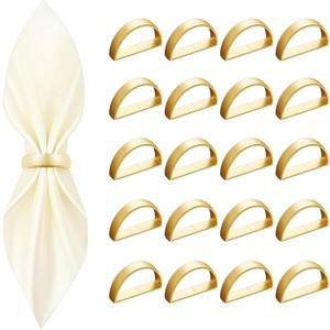 20 Pcs Gold Napkin Rings - Metal Napkin Ring(Semicircle) Stainless Steel Napkin Rings for Table Settings Wedding Christmas Party Dinner Table