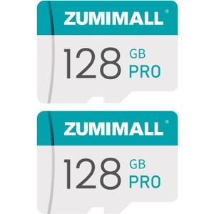 ZUMIMALL 128GB SD Card - 2 PCS Perfect Storage Solution for Security Cameras | Reliable and High Capacity Memory Card New (128GB-Double-blue)