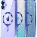 Waldeng for iPhone 16 Pro Max Case with 1X Screen Protector, [Seamless Work with Magsafe] [Interchangeable Glitter Card], with Integrated Lens Protection Women Case for iPhone 16 Pro Max, Natural