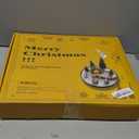 AMH 12 PCS Christmas Table Decorations Set with Oak Rotating Base  Xmas Town Village Centerpiece with Santa, Train, House, Trees & Figurines, Tabletop Decorations for Holiday Dining & Coffee Tables