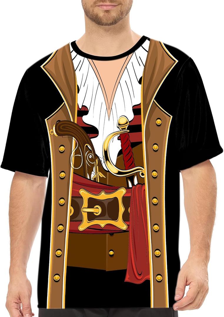 MISS FANTASY Pirate Shirt Women Men - Pirate Costume Outfits Halloween Unisex Adults (Large)