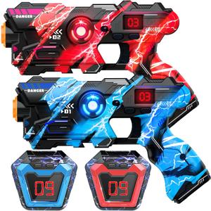 Laser Tag Guns Set of 2 with Digital LED Score Display Vests Laser Tag Inoor Outdoor Toys for Kids Ages 8 9 10 11 12+ Boys Girls Children Teens Adults Birthday Gifts Toys Christmas Blue/Red
