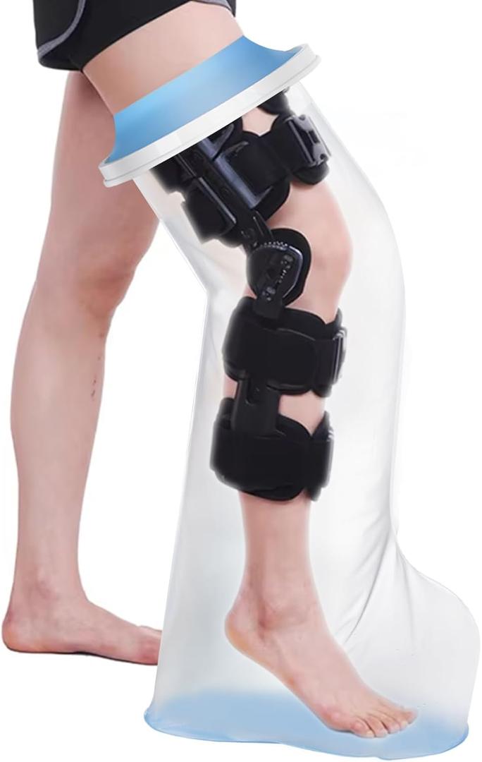 Waterpoof Extra Wide Full Leg Cast Cover for Shower after Surgey with Non-Slip Bottom, Extra Large Cast Protector for Leg knee Surgeries, Large Cast, Knee Immobilizer/Brace, Surgeries Boots, Reusable