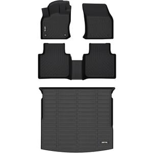 AIPOIL Floor Mats & Cargo Liner Set for 2018-2024 VW Tiguan All Weather Protection TPE Anti-Slip Automotive Full Set Custom Car Mats Volkswagen Tiguan Accessories - Black
