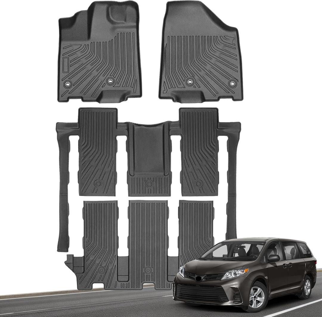 Floor Mats for Toyota Sienna 2013-2020 7 Seats, Custom Fit TPE Liners