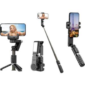 Gimbal Stabilizer for Smartphone,2-Axis Auto Face Tracking Selfie Stick with Tripod with LED Light,360Rotation with Remote for Android and iPhone,Ideal for Vlogging,YouTube,TikTok Video
