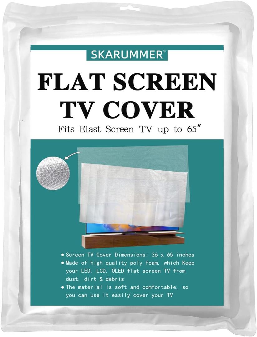 SKARUMMER Foam Flat Screen TV Cover and Bubble Flat Screen TV Protective Covers Fits Up to 65''W x 36''H, Flat Screen TV Protection During House Moving, Storing, or Home Renovation (Double-layer)