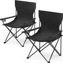 YSSOA Portable Folding Black Camping Chair, 2-Pack